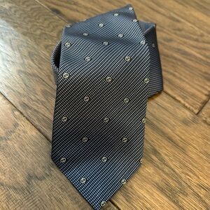 Luxury GUCCI Silk Necktie Navy Blue Micro-Dot Pattern Authentic 148x8cm